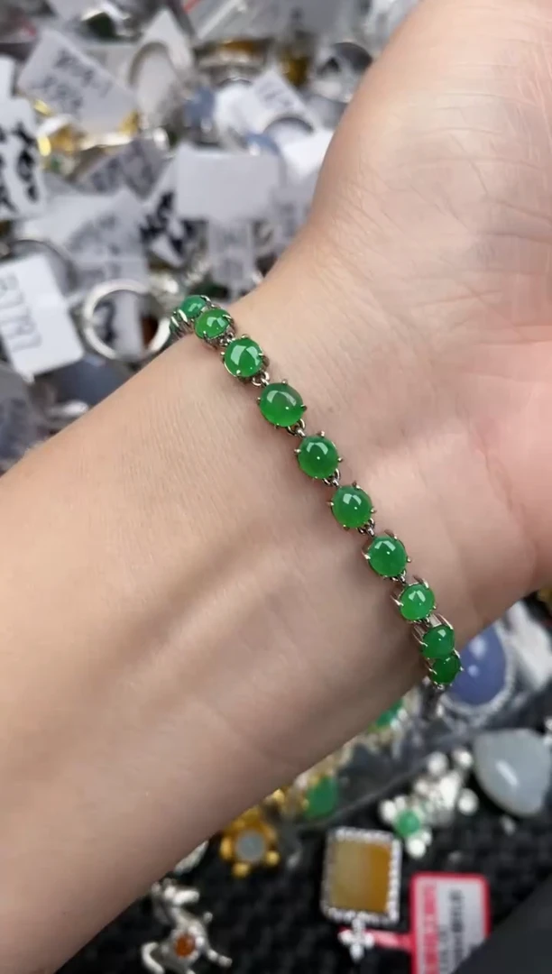 银S925镶嵌戒指翡翠10             7