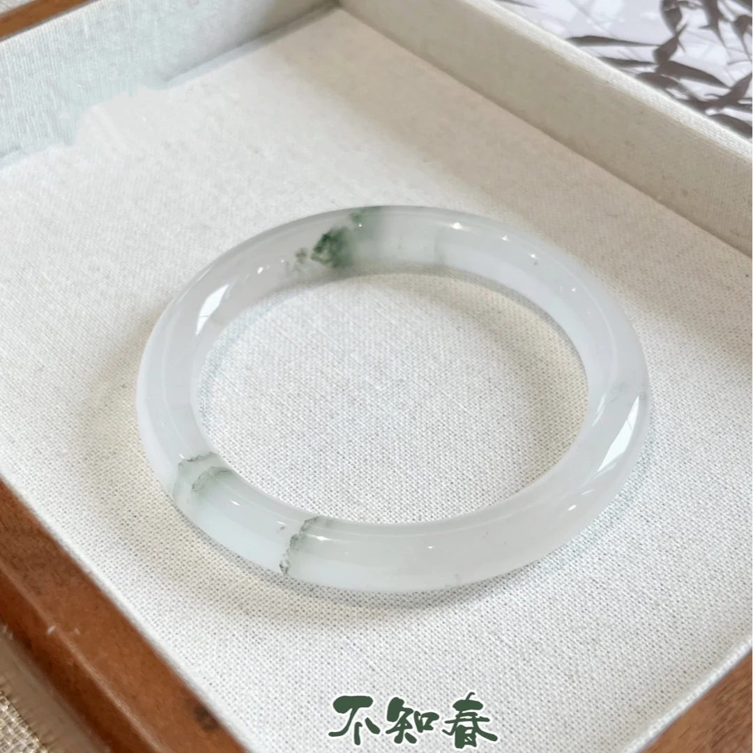 天然新疆天山翠手镯高冰不知春玉手镯飘花手镯金丝玉镯子叮当镯女