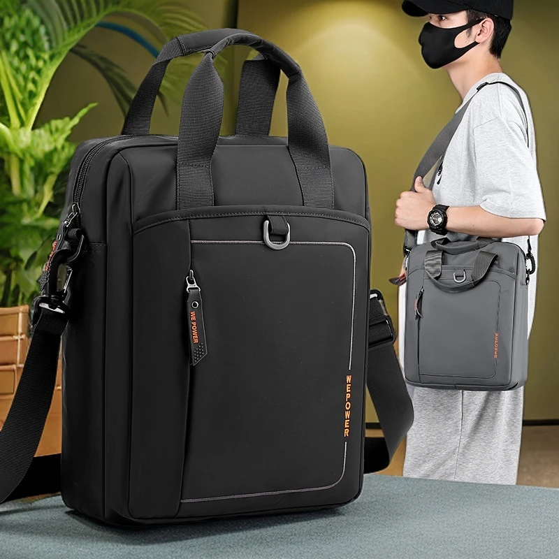 新款男士单肩包休闲商务手提男包时尚简约男斜挎包公文电脑包竖款