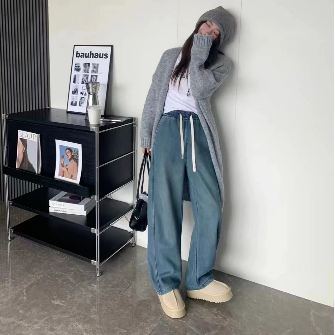 【周郡粉丝专属】复古加绒加厚香蕉裤女百搭2477