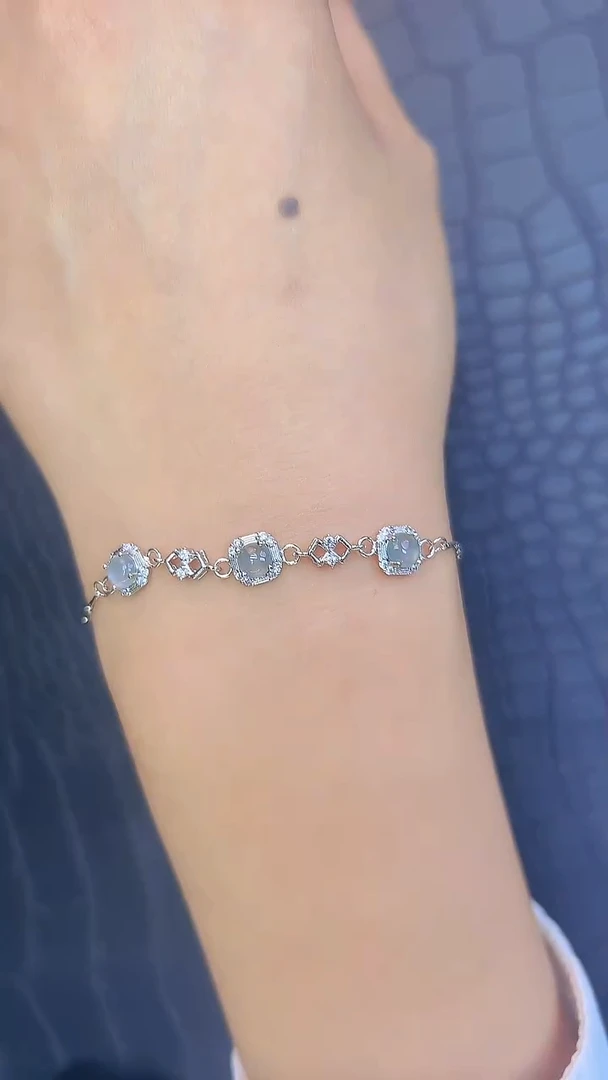 未镶嵌手链翡翠翡翠三颗蛋面手链