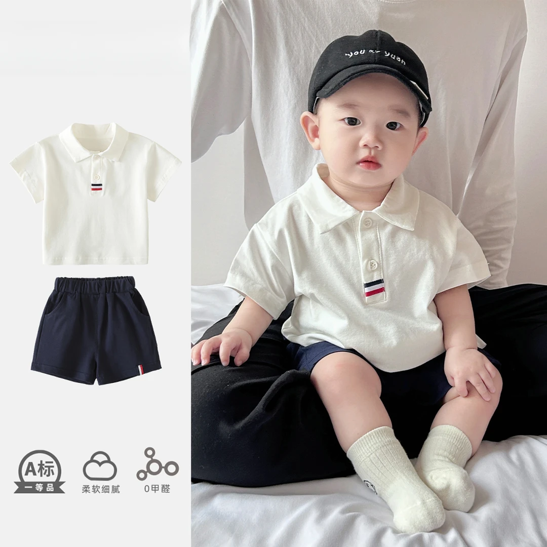 MK&UR.BV儿童套装夏季男童polo衫2025新款爆款帅气儿童两件套夏装