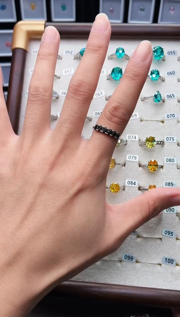 戒指彩色蓝宝石银S925镶嵌1888