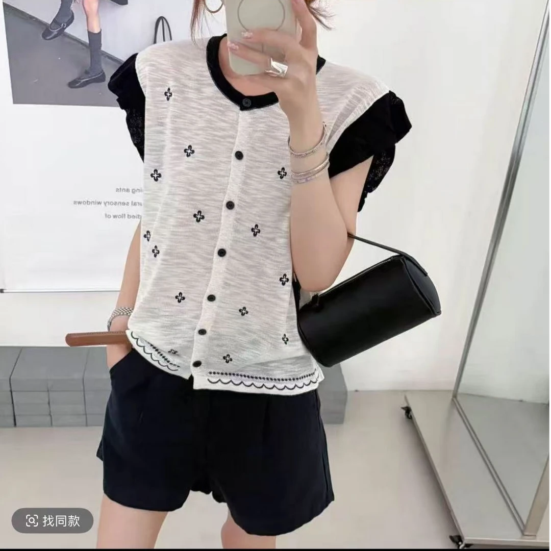 ZOZO-33296韩系甜美减龄木耳边无袖衬衫女夏季设计感气质背心上衣