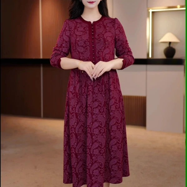 2025秋季新款大码女装遮肉显瘦加肥加大收腰连衣裙FY-9296