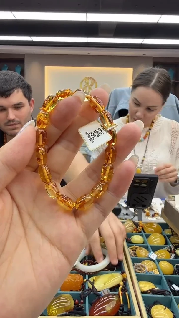 手链琥珀未镶嵌18秒拍号 假一罚三 7mm