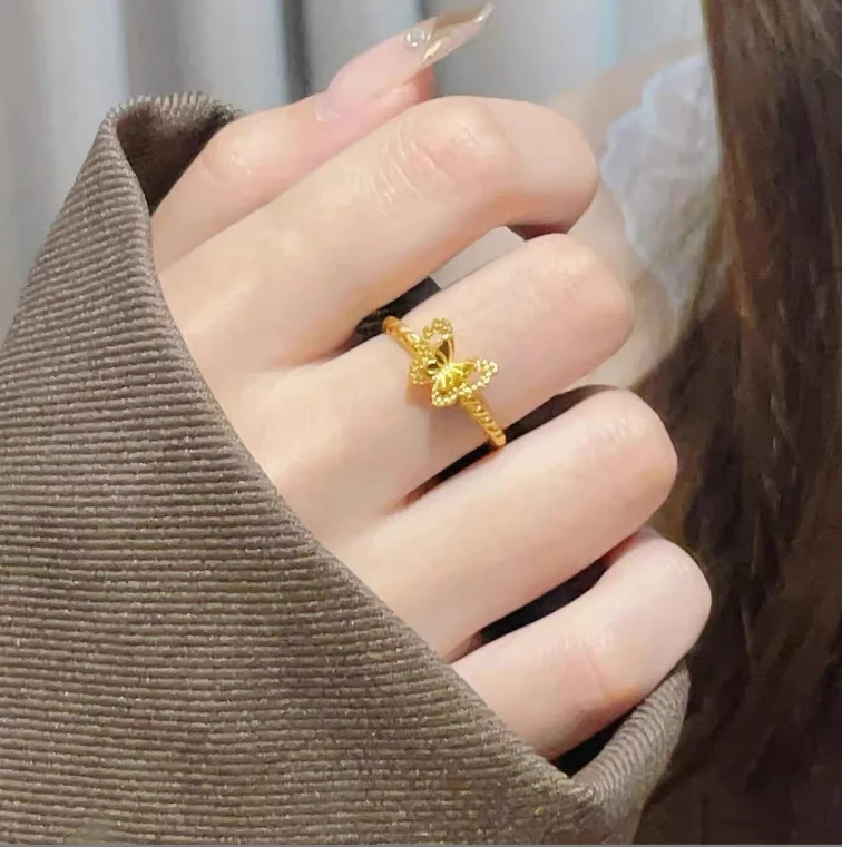 铜合金戒指 蝴蝶戒指开口戒时尚新中式