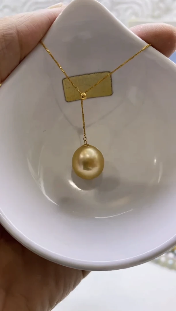 18k镶嵌海水珍珠BG珍珠吊坠赠链@@V0332