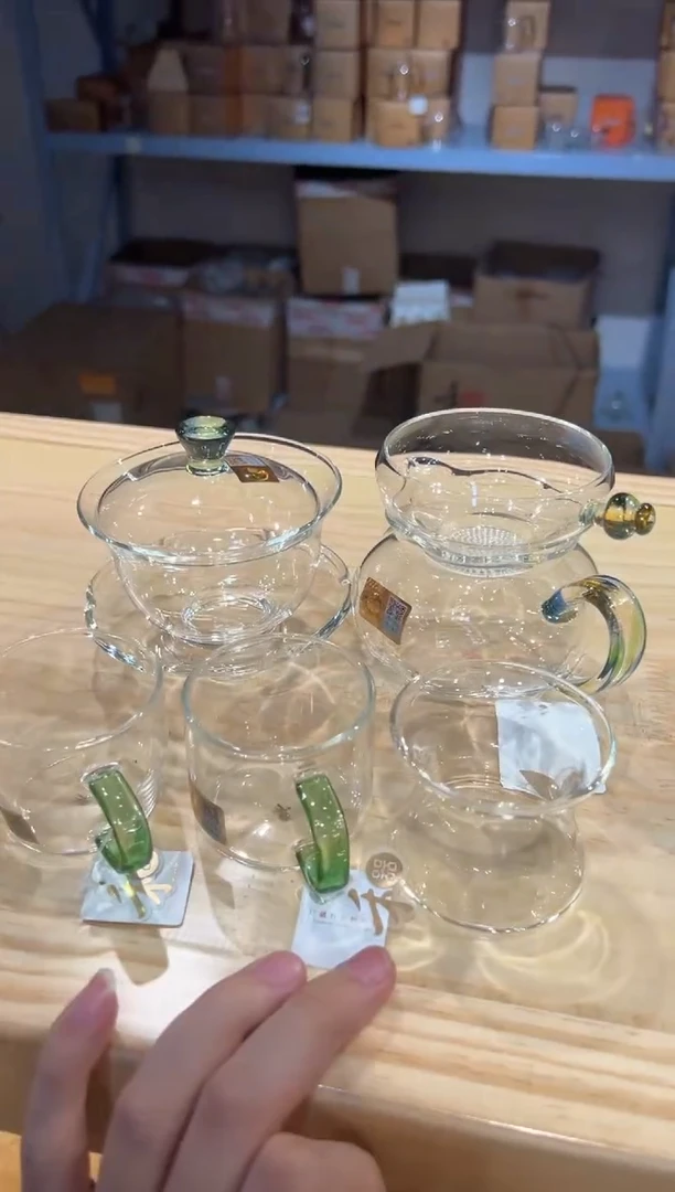禾器-沁莲盖碗-迷翠+纳福迷翠+清禾杯湖绿2只+福宁滤网迷翠