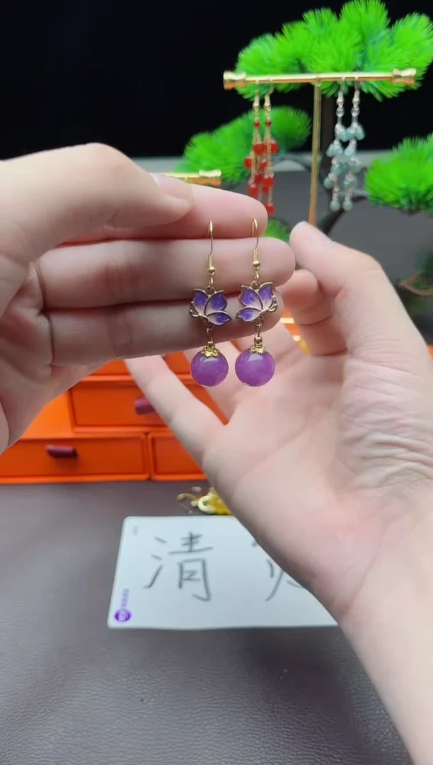 玛瑙/玉髓耳饰银S925镶嵌421