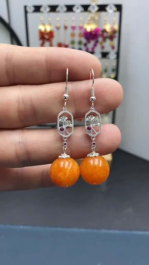 【闪购商品】翡翠耳饰银S925镶嵌尺寸14mmQ6