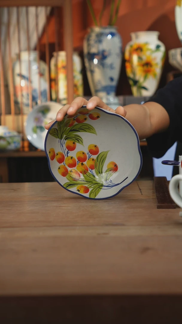 瓷片【简家甄选】景德镇设计师釉下手绘陶瓷餐具