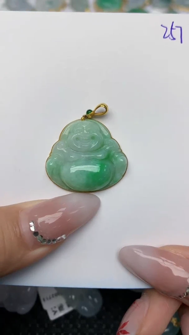 【闪购商品】翡翠颈饰18K金镶嵌天然翡翠a货
