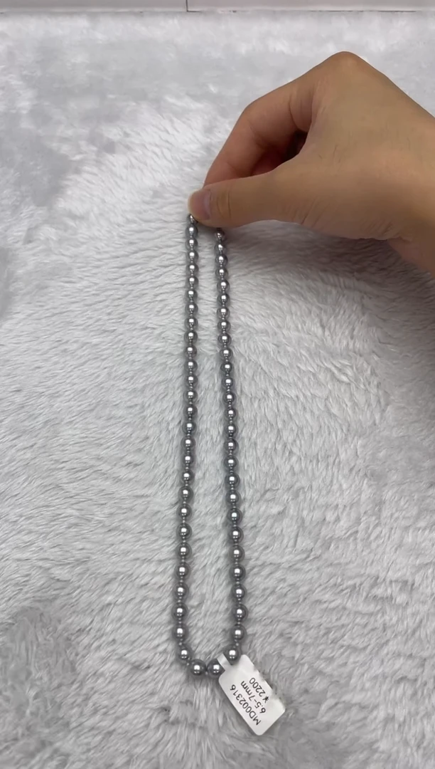 项链银S925镶嵌海水珍珠AK真多麻6.5-7mm