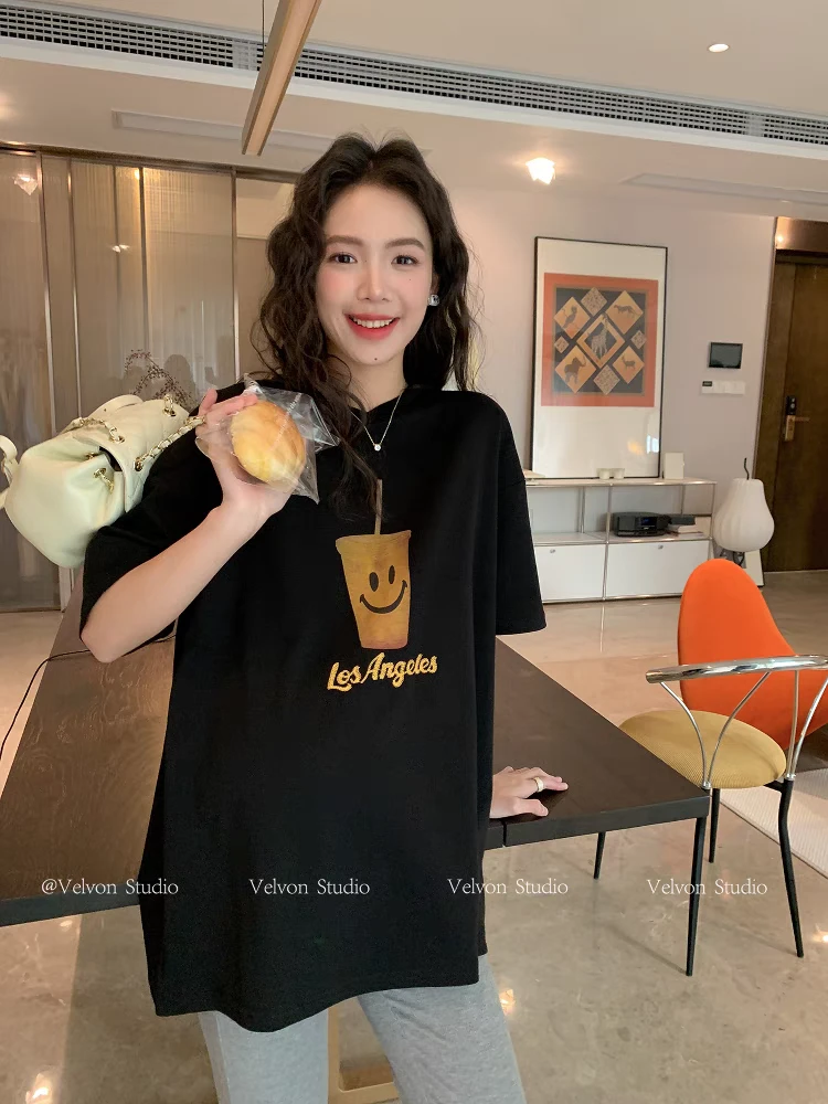 奶茶杯百搭宽松t恤 778