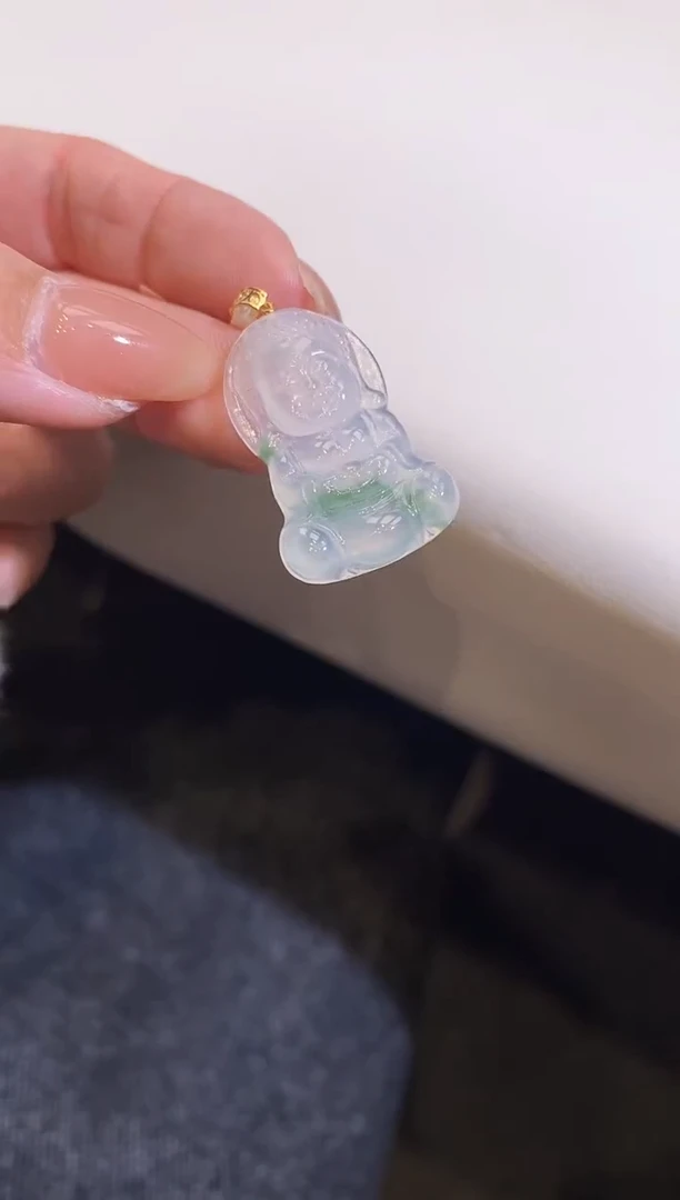 吊坠(不含链)18K金镶嵌翡翠宝宝佛