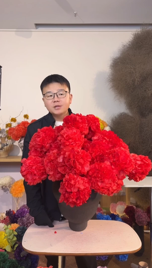 漂色永生大叶绣球花球11枝—红（开播福利）