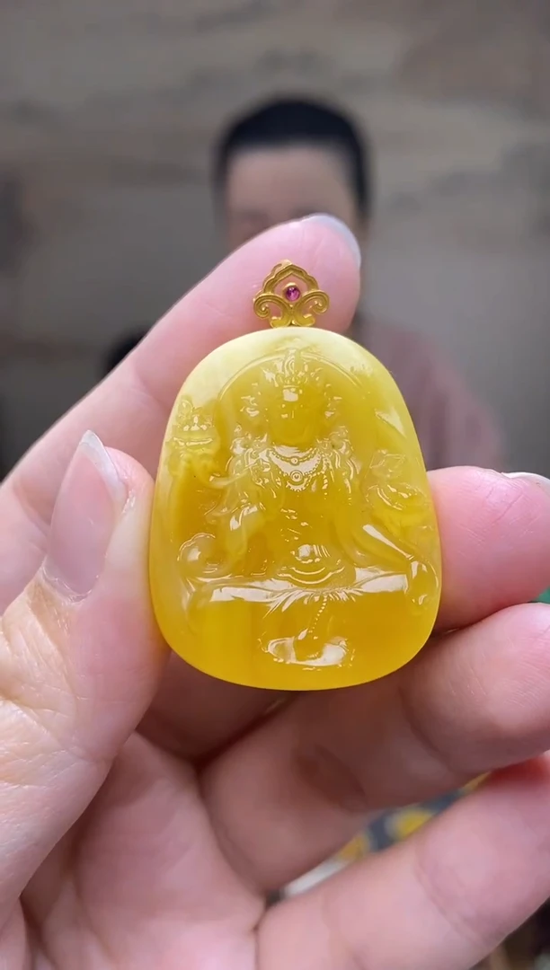 蜜蜡吊坠(不含链)18K金镶嵌DZ6949