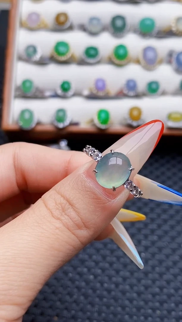 银S925镶嵌戒指翡翠6846