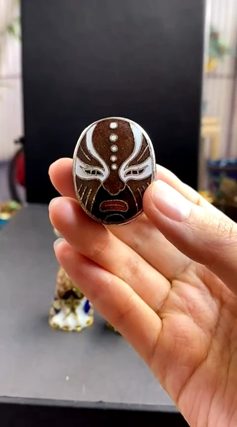 【闪购商品】非遗技艺 景泰蓝粉盒脸谱（微瑕）