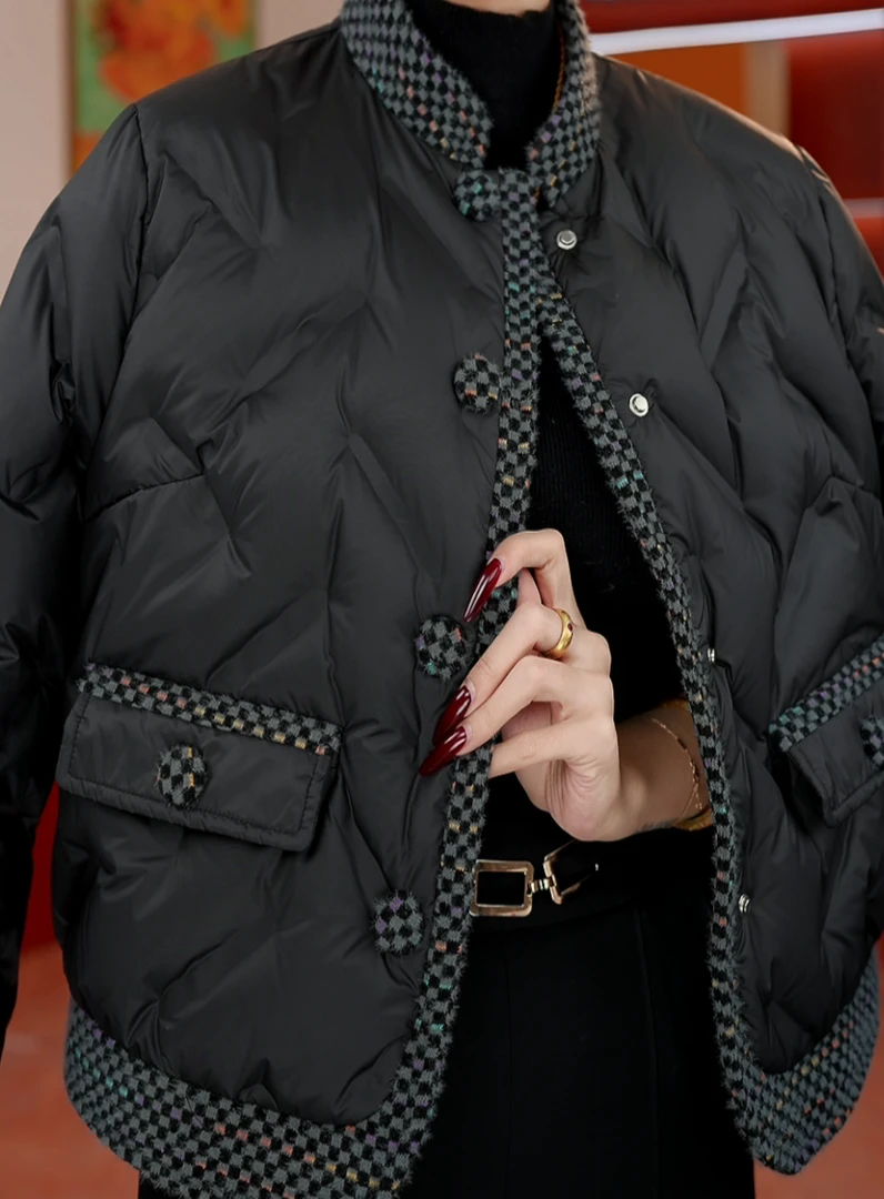 【甄选大朵鸭绒】2025杭州原版正品保暖减龄修身羽绒服E-6016-JXGD