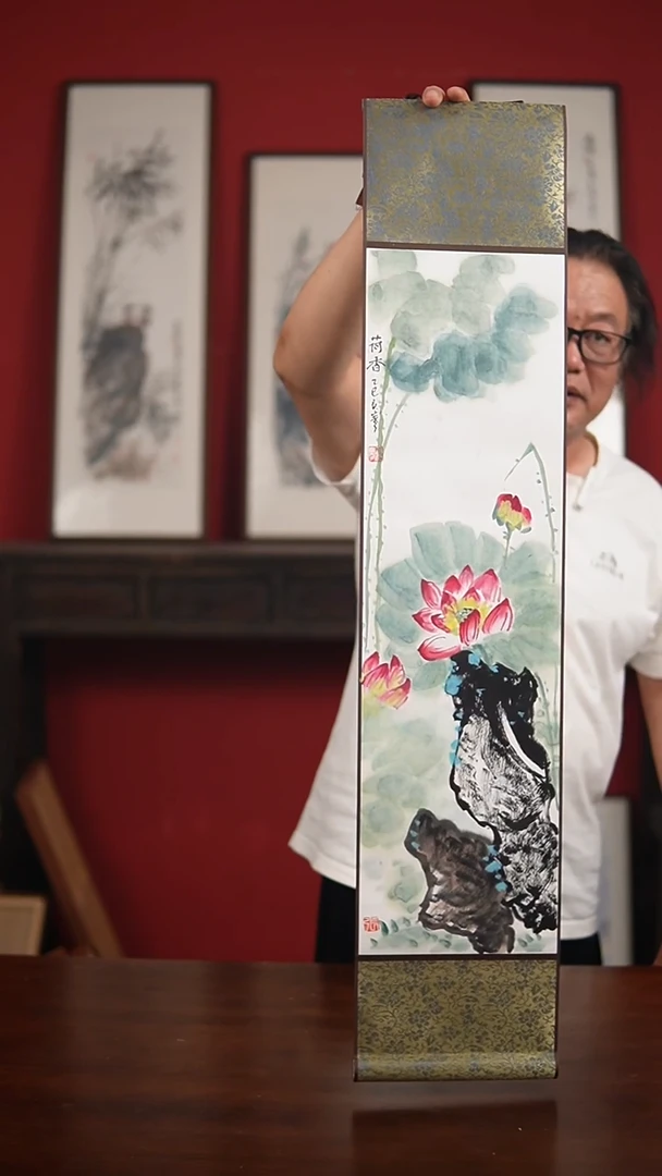 国画手绘-20*95卷轴夏寒作品