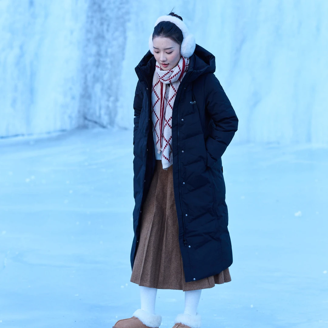 【波司登】新款时尚防风连帽显瘦长款外套休闲户外保暖加厚羽绒服