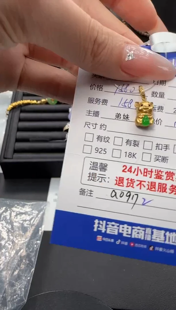 吊坠(不含链)18K金镶嵌翡翠翡翠吊坠