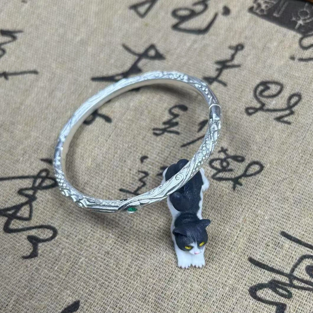 足银手镯 哪吒同款乾坤圈开口手镯（哈利严选）