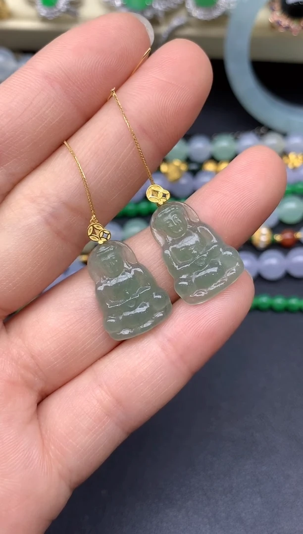 18K金镶嵌翡翠耳饰177-雪姐翡翠天天见