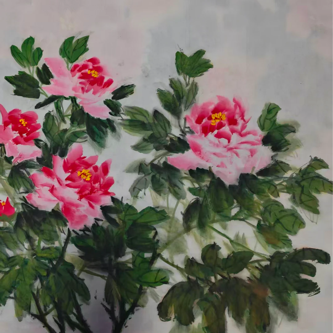 私人定制无装裱牡丹画