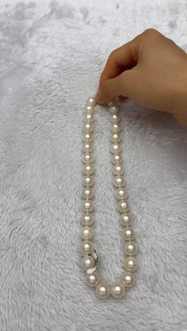 海水珍珠银S925镶嵌项链澳白10-13mm