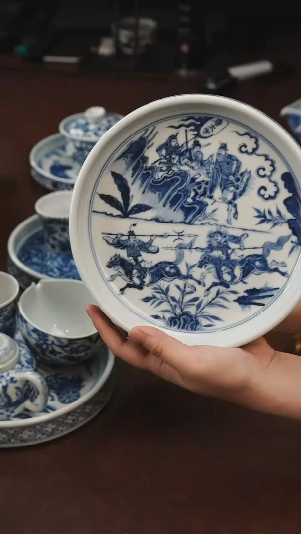 唐太宗壶承景德镇瓷器，青花瓷手绘茶具