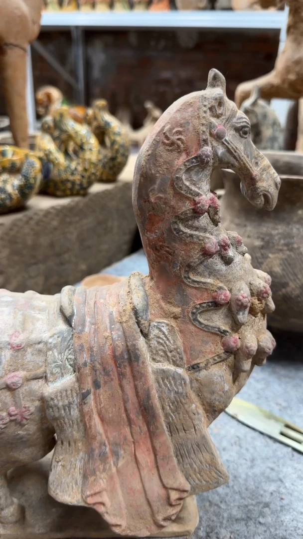 摆件大*舍唐三彩陶瓷摆件