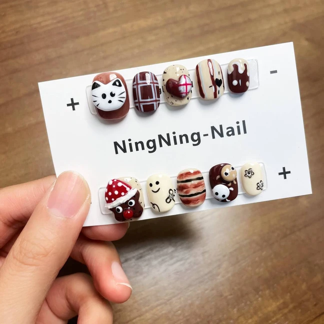 【顽皮可可】纯手工穿戴甲美甲贴片手绘立体