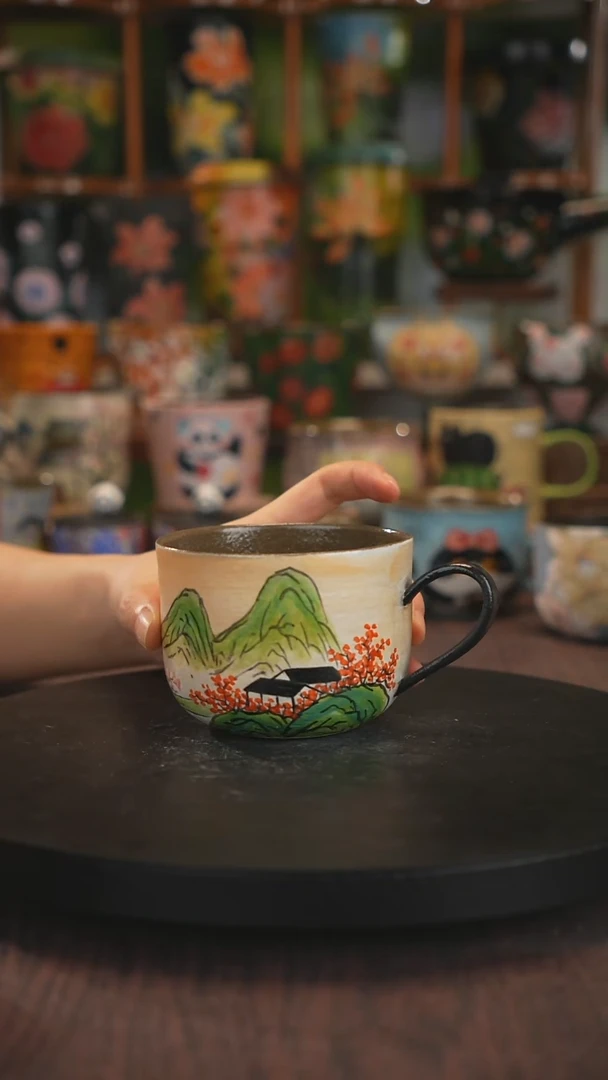 紫砂油画手绘釉下彩