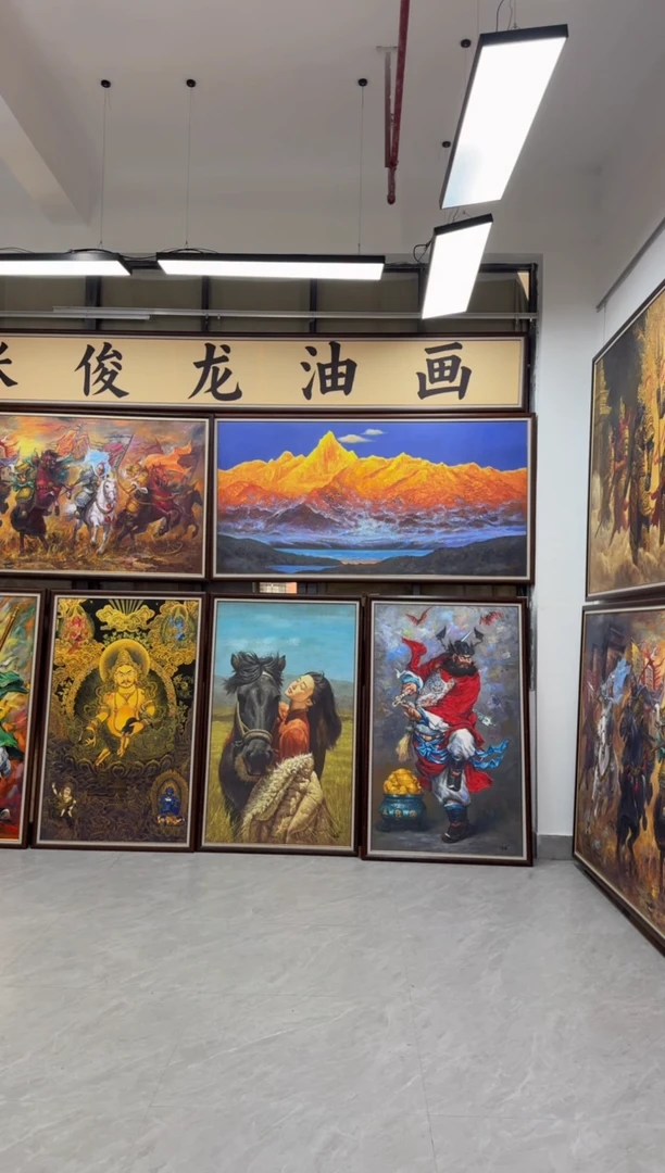 油画伊****y张俊龙原创油画梅里雪山日照金山茶室客厅版画挂画