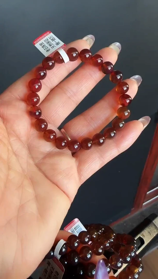 手串琥珀未镶嵌#4缅甸琥珀紫罗兰手串8mm