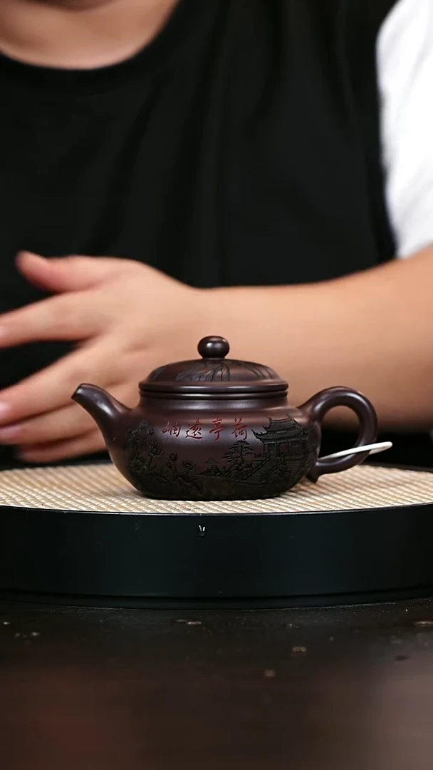 茶壶紫砂仿古 甲紫泥