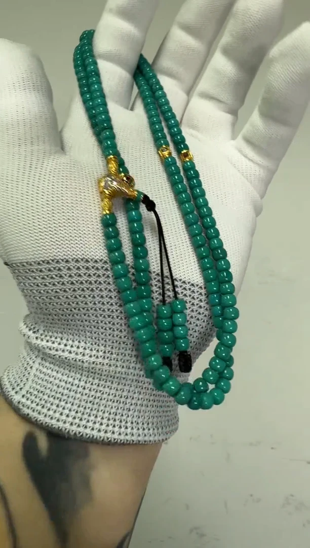 【闪购商品】绿松石手串手串18K金镶嵌手串手串108