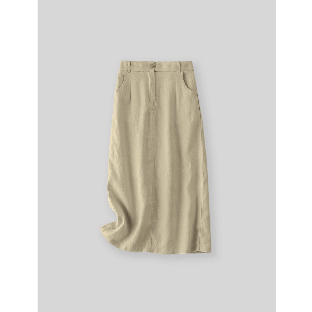 【蜜蜜家】漫游记 欧美辣妹轻奢休闲轻熟风亚麻半身裙 25/Q080