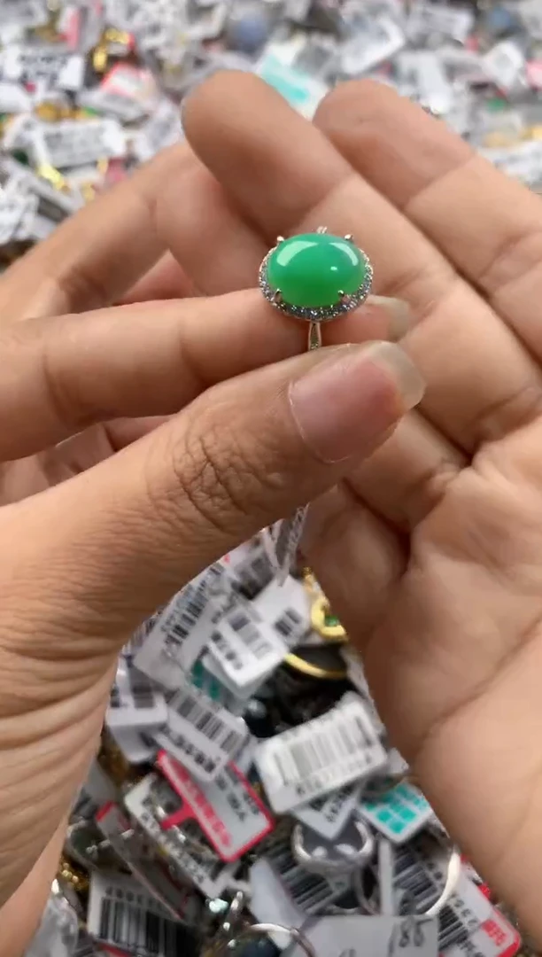 银S925镶嵌戒指翡翠777   6