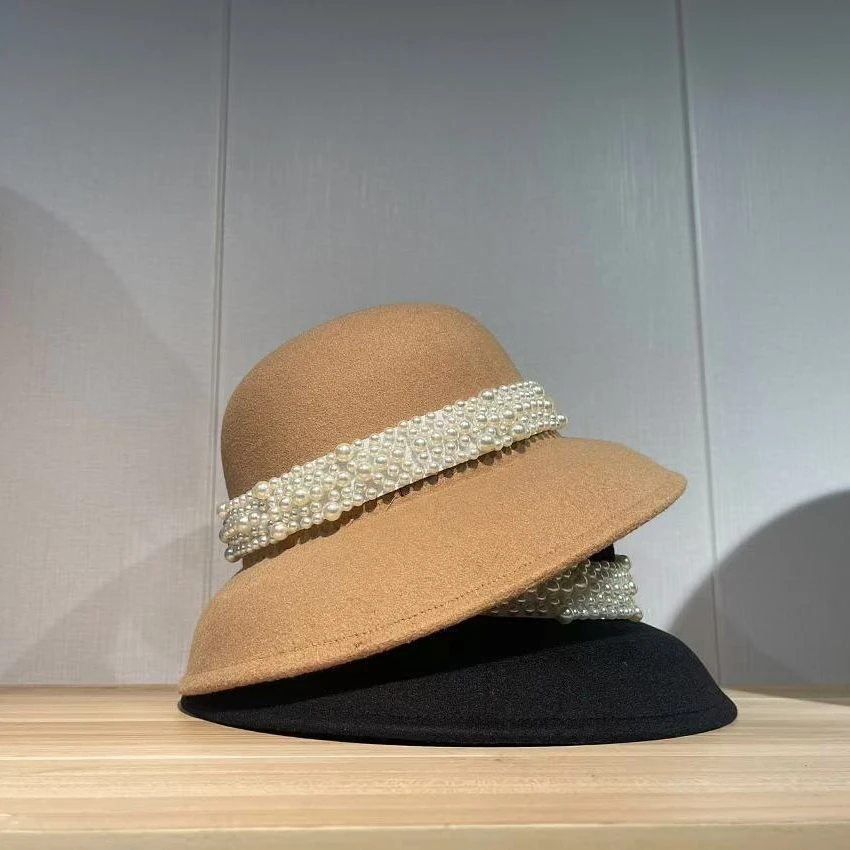 【果果家】赫本风毛呢渔夫帽女冬优雅气质时尚礼帽法式复古百搭盆帽