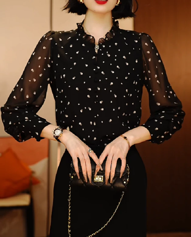 梦幻波点-新款上衣小衫透气单层高级百搭套头洋气