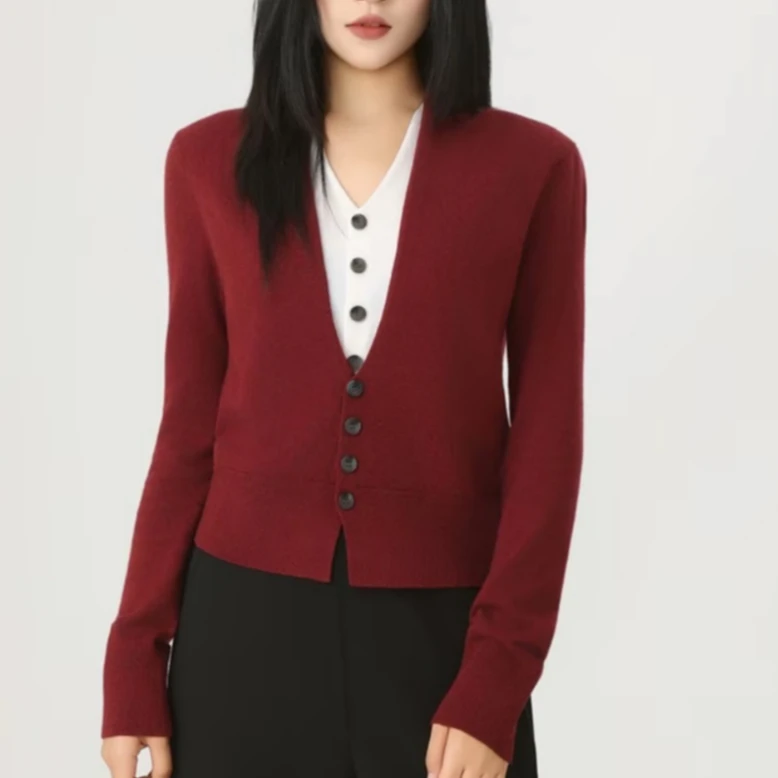 AMASS/阿玛施新款慵懒时尚休闲气质百搭长袖造型针织开衫女548006