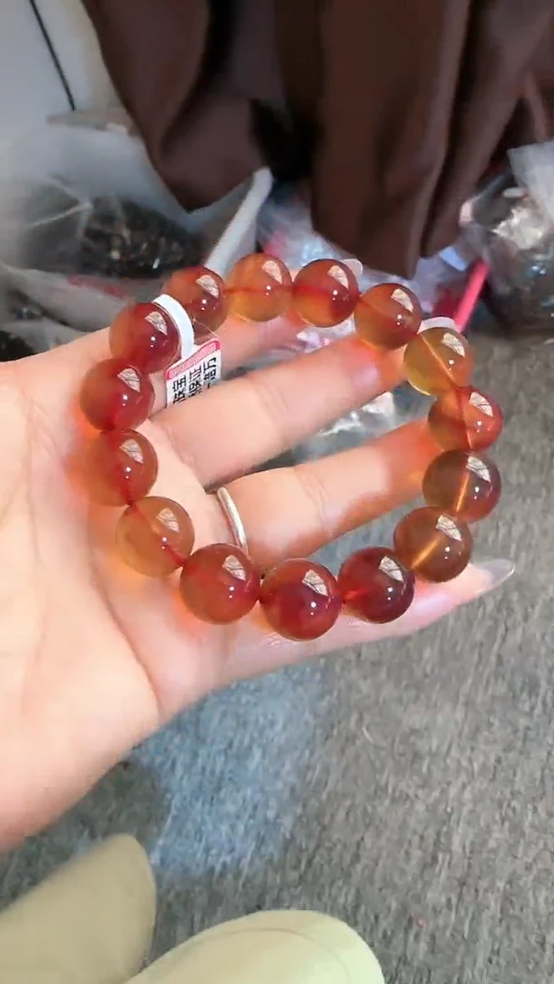 【闪购商品】琥珀手链未镶嵌规格14血紫红蜜手串#26