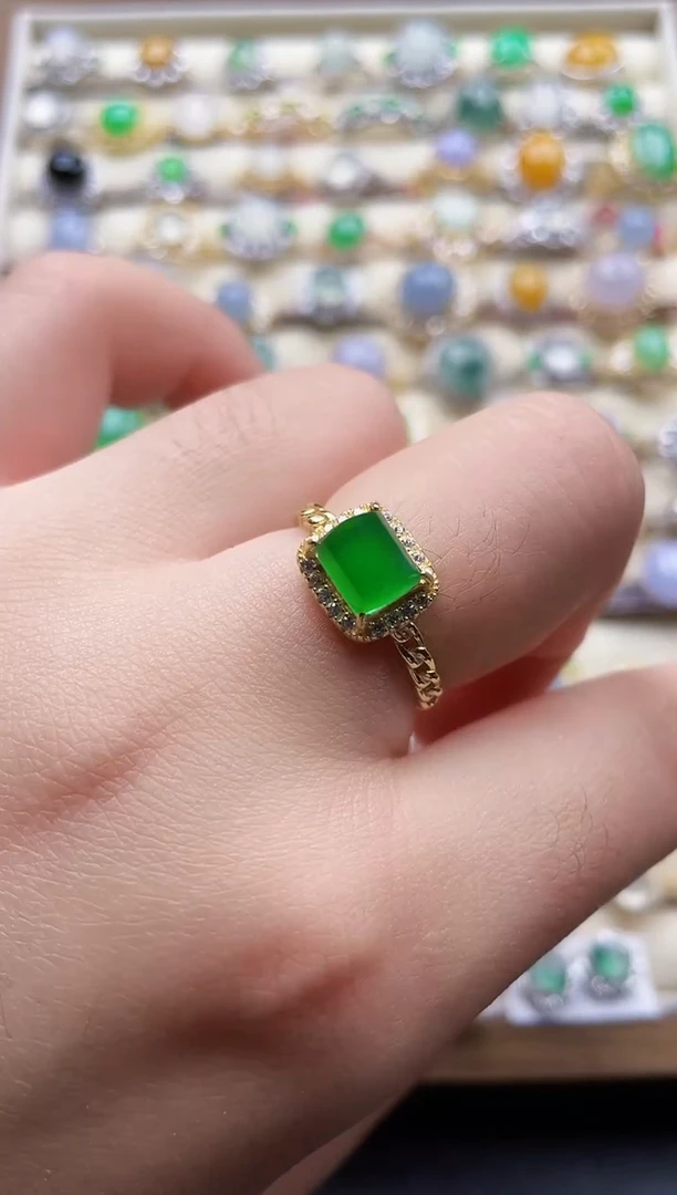 银S925镶嵌戒指翡翠35