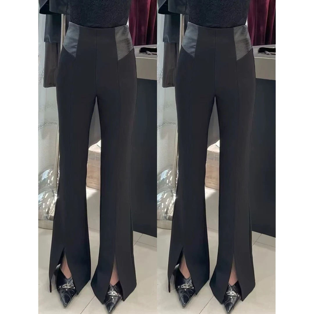 【ZM纵美】常规款显瘦气质百搭前开叉显腿长微喇裤225506