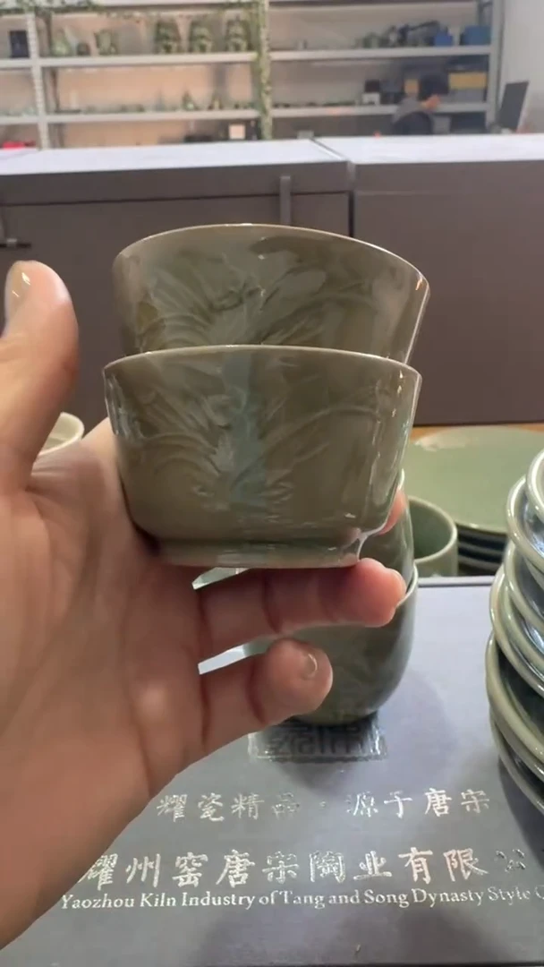 瓷片瑕疵处理片儿白【兰花马蹄杯】【2个】