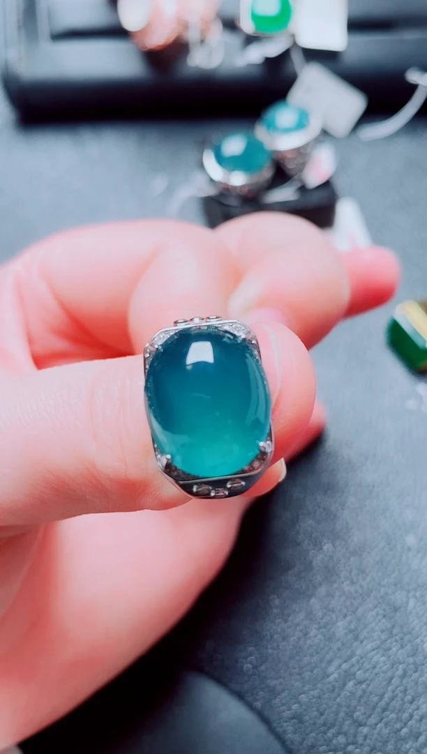 银S925镶嵌戒指翡翠111